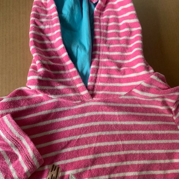 Girls Mini Boden 8 9 Striped Hooded cover up Ice Cream pink beach pool summer - Picture 3 of 5